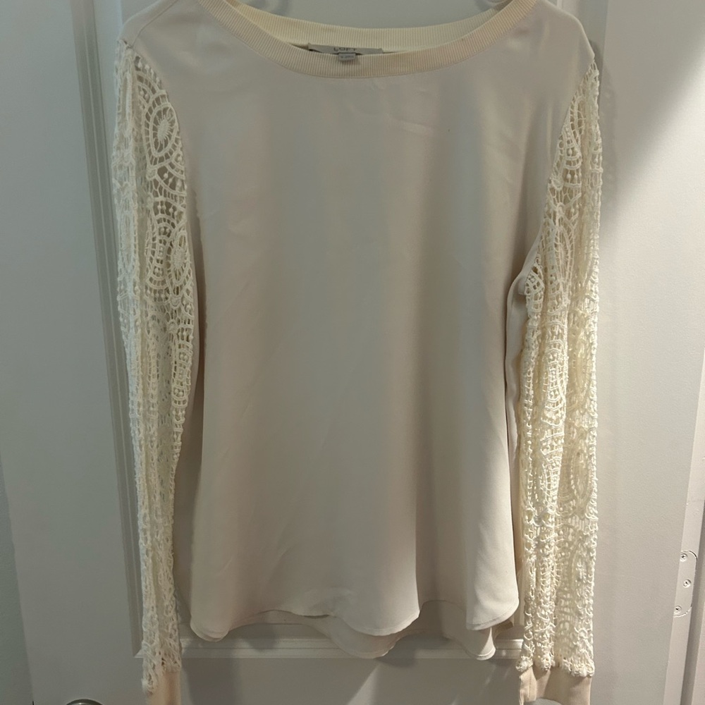 Elegant Cream Lace Sleeve Top